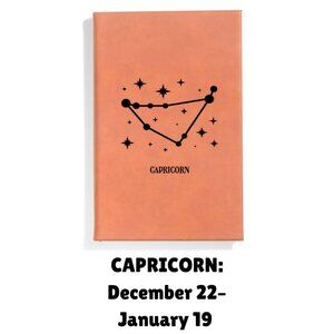 CAPRICORN Brown Zodiac Birth Sign Constellation Small Faux Leather Journal NEW